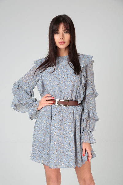 Демисезонное платье на подклады с рюшей и рукавом фонарик Your size 2129 - фото 4