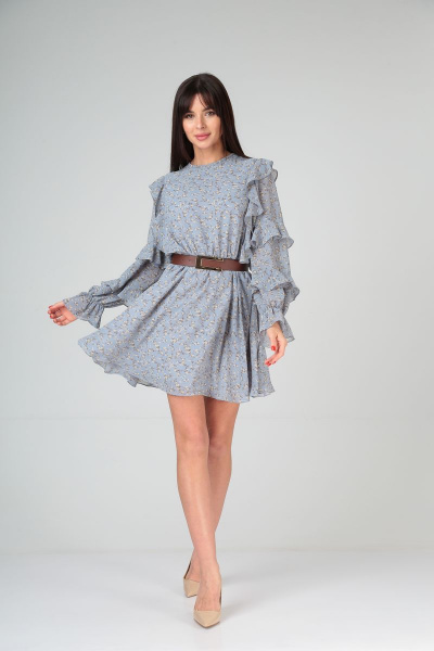 Демисезонное платье на подклады с рюшей и рукавом фонарик Your size 2129 - фото 2