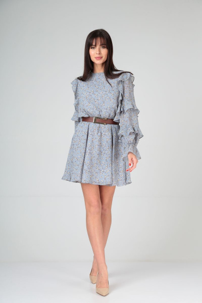 Демисезонное платье на подклады с рюшей и рукавом фонарик Your size 2129 - фото 1