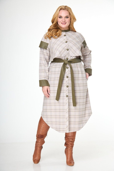 Платье Anelli 746 розовый_хаки - фото 1