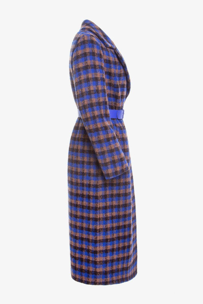 Синее зимнее пальто из пальтовой ткани и шерсти Elema 6-11975-1-170 клетка - фото 2