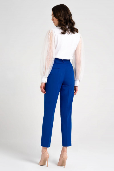 Молодежные брюки зауженные из текстиля с разрезами Панда 11860z васильковый - фото 2