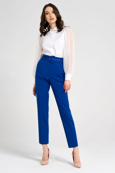 Молодежные брюки зауженные из текстиля с разрезами Панда 11860z васильковый - фото 1