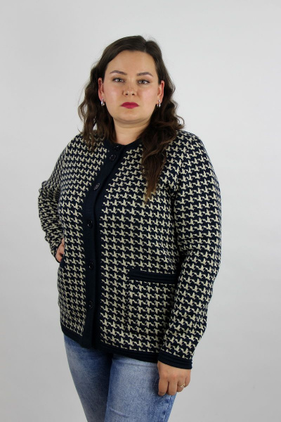 жакет из шерсти и трикотажа с полуприлегающим силуэтом Полесье С2519-20 1С1268-Д43 170,176 м.синий - фото 1