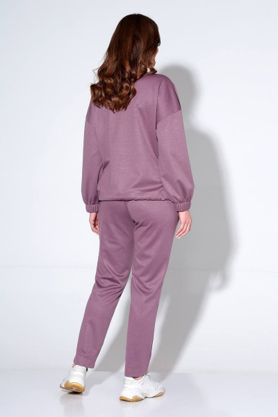 Костюм джемпер и брюки с декоративным шнуром спортивный Liona Style 822 лиловый - фото 3