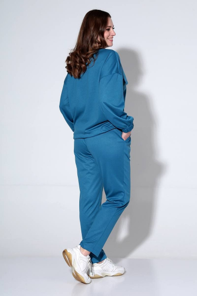 Костюм джемпер и брюки с накладными карманами спортивный Liona Style 822 синий - фото 3