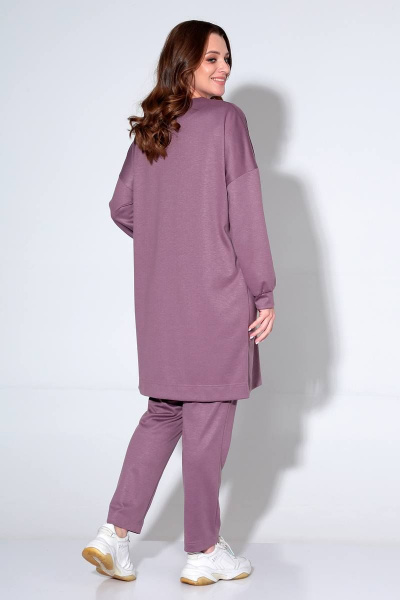Костюм кардиган и брюки с потайным шнуром casual Liona Style 824 лиловый - фото 3