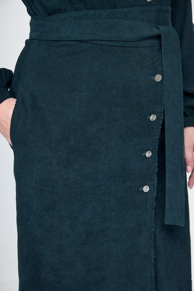 Платье из вельвета полуприлегающее с бахромой и поясом Anelli 1167 бутылка - фото 4