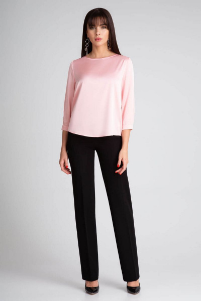 Розовая базовая блуза из искусственного шелка с рукавами 3/4 IVARI 417 розовый - фото 3