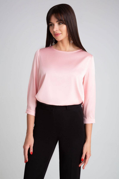 Розовая базовая блуза из искусственного шелка с рукавами 3/4 IVARI 417 розовый - фото 2