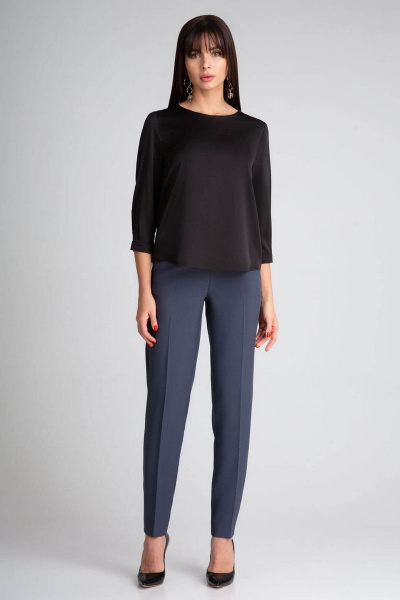 Черная блуза из шелка с рукавами 3/4 и застежкой на пуговицы IVARI 417 черный - фото 3