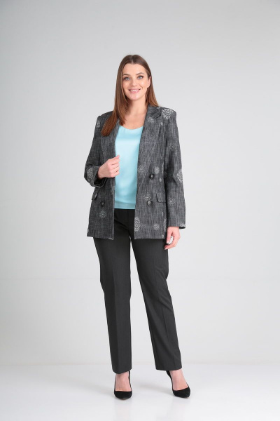 Демисезонная блузка с планками и складками из вискозы и шелка Lady Line 500 голубой - фото 2