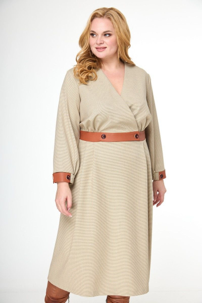 Платье Anelli 1119 клетка_оранжевый - фото 2