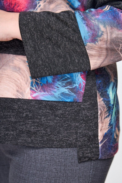 Мультиколор блуза из трикотажа с геометричным принтом Anelli 1166 коричнево-голубой - фото 6