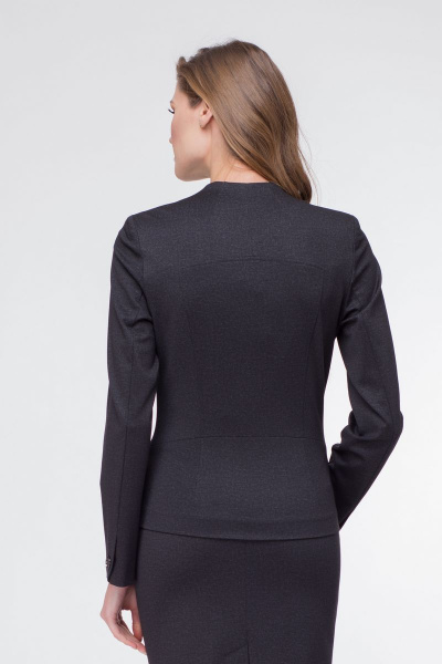Круглогодичный серый жакет на одну пуговицу из вискозы LadyThreeStars 1787 темно-серый - фото 2