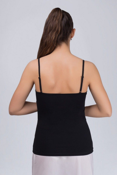 Майка из хлопка и кружева с узкими бретелями для повседневной носки Verally 353-1 черный - фото 2