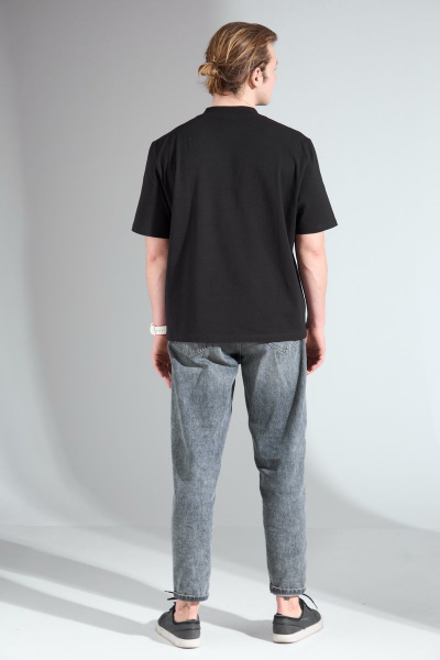 Хлопковый oversize майка с вышивкой и тесьмой HIT 0209/1 черный - фото 5