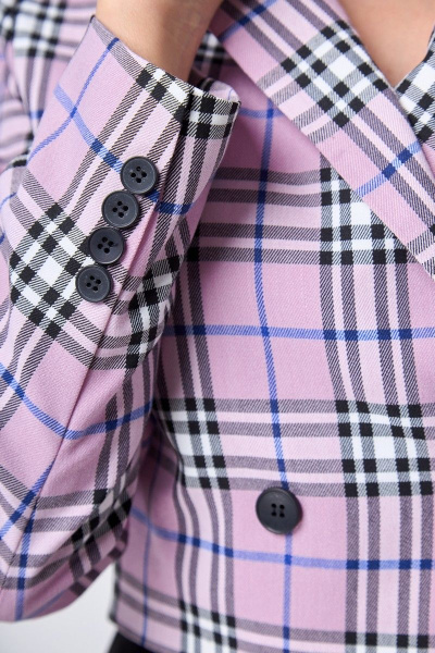 Кроп-жакет классический двубортный из костюмной ткани Anelli 1146 розовый - фото 6