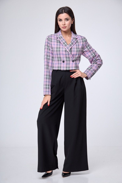 Кроп-жакет классический двубортный из костюмной ткани Anelli 1146 розовый - фото 3