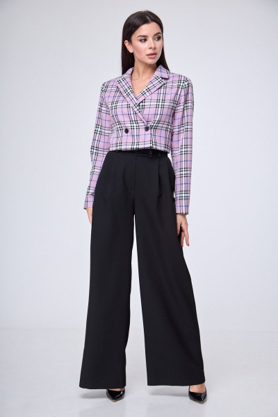 Кроп-жакет классический двубортный из костюмной ткани Anelli 1146 розовый - фото 2