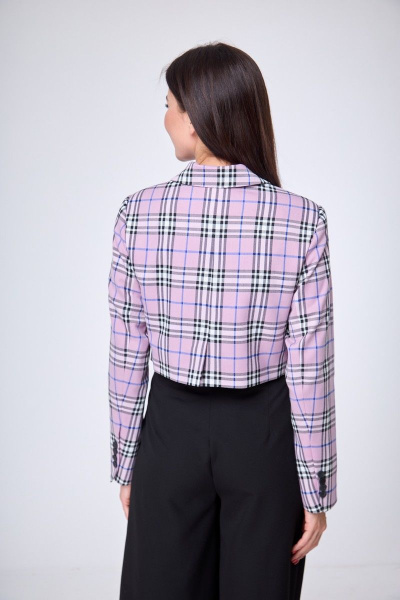 Кроп-жакет классический двубортный из костюмной ткани Anelli 1146 розовый - фото 7