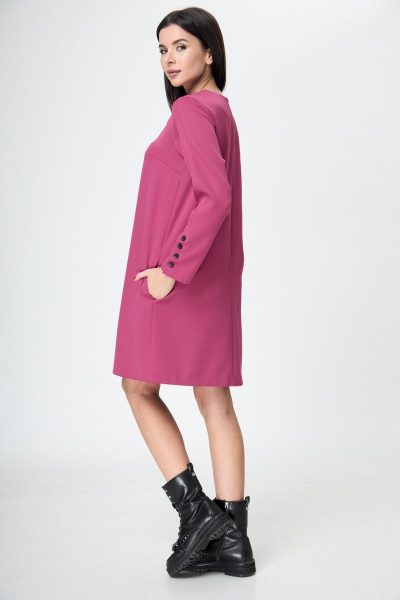 Платье прямое с съёмным воротником и карманами демисезонное Anelli 1184 фуксия - фото 9