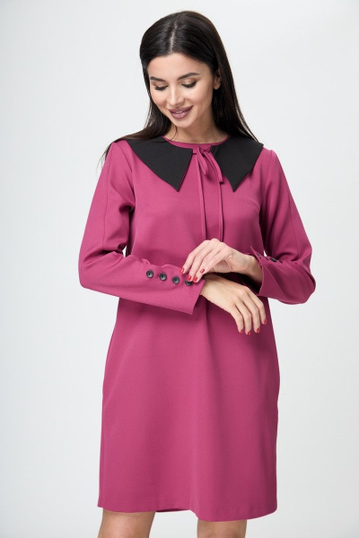Платье прямое с съёмным воротником и карманами демисезонное Anelli 1184 фуксия - фото 8