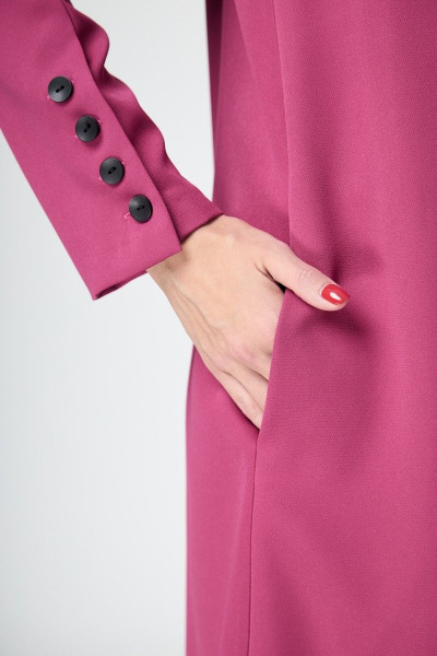 Платье прямое с съёмным воротником и карманами демисезонное Anelli 1184 фуксия - фото 6