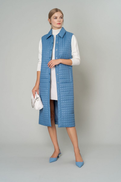 Голубой демисезонный жилет из плащёвой ткани Elema 4-12033-1-164 серо-голубой - фото 1