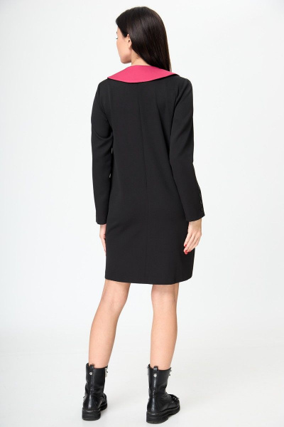 Платье прямое из вискозы с воротником и карманами демисезонное Anelli 1184 черный - фото 8