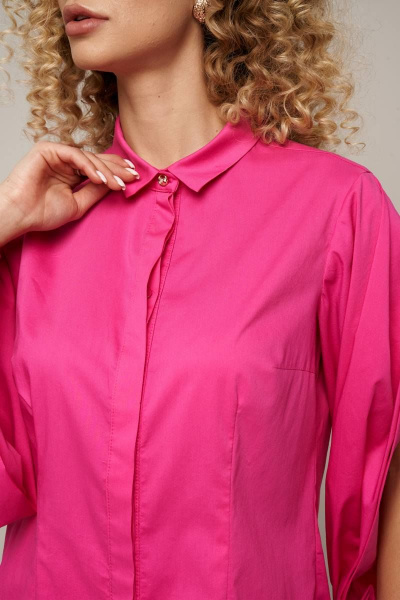 Блуза прилегающего силуэта из хлопка с застежкой и разрезом Vesnaletto 2910-3 - фото 2