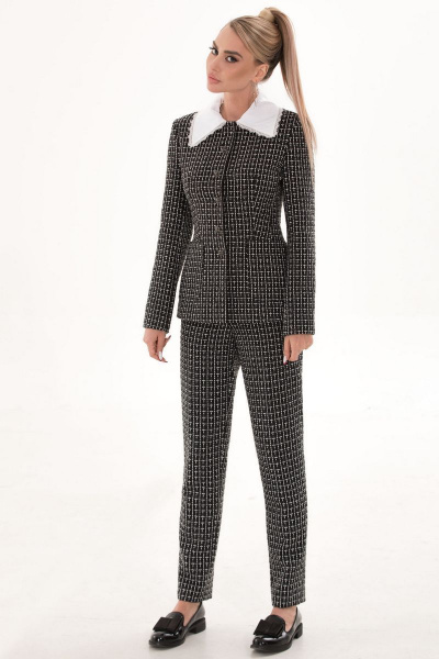 Жакет со съемным воротником из ткани с геометричным рисунком Golden Valley 36502 черно-белый - фото 3