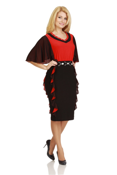 Демисезонное платье из текстиля, трикотажа и шифона Zlata Nova 0171 - фото 1