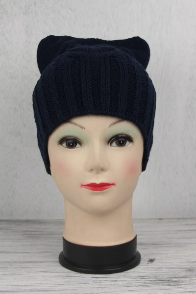 Шапка синяя трикотажная из шерсти на каждый день Полесье С7558-16 7С1257-Д43 м.синий - фото 1
