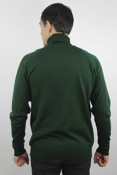 Демисезонный зеленый мужской свитер с воротником-стойкой Полесье С3070-17 7С1581-Д43 182,188 темная_зелень - фото 3