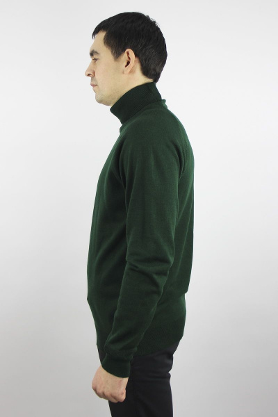 Демисезонный зеленый мужской свитер с воротником-стойкой Полесье С3070-17 7С1581-Д43 182,188 темная_зелень - фото 2