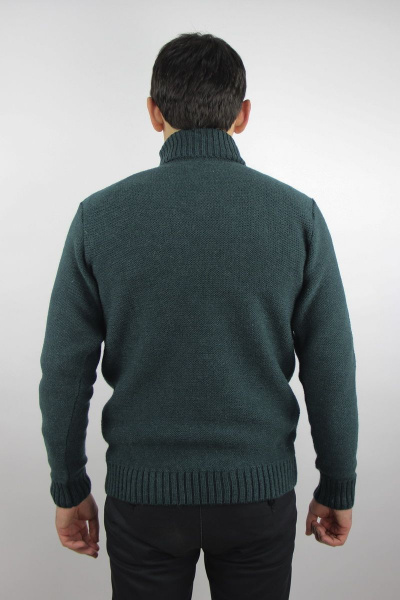 Свитер вязаный с отложным воротником и шерстью Полесье С3095-19 9С8534-Д43 170,176 зеленый_джинс - фото 4