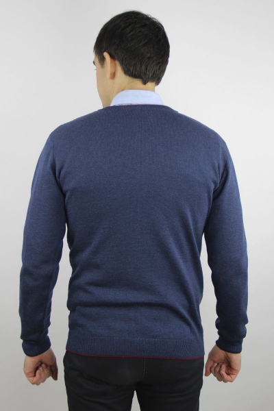 Джемпер из хлопка мужской второго слоя, прямой, демисезон Полесье С5652-20 1С1005-Д43 170,176 джинс_меланж - фото 4