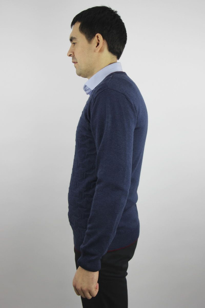 Джемпер из хлопка мужской второго слоя, прямой, демисезон Полесье С5652-20 1С1005-Д43 170,176 джинс_меланж - фото 3