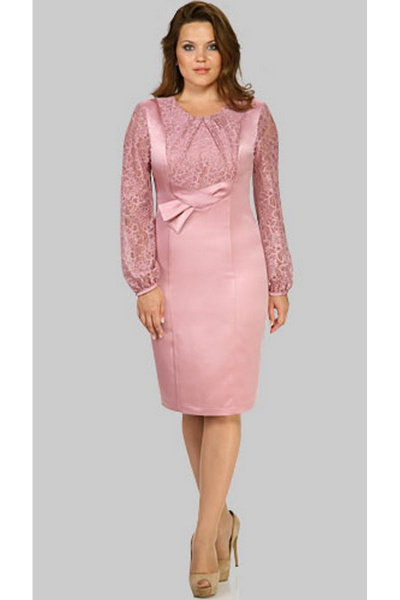 Платье розовое круглый год романтичный стиль Eva Lux 1370 - фото 1