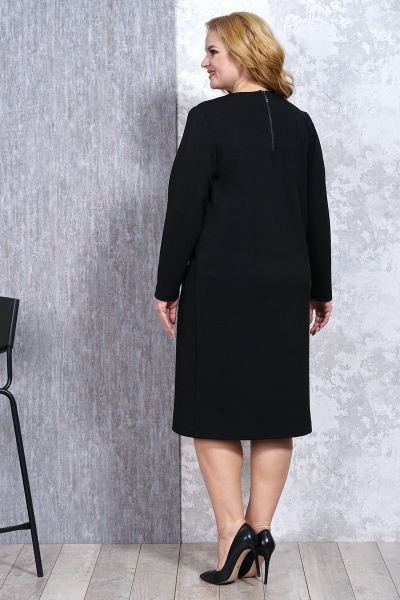 Черное платье из трикотажа на каждый день Медея и К 2128 черно-серый - фото 7