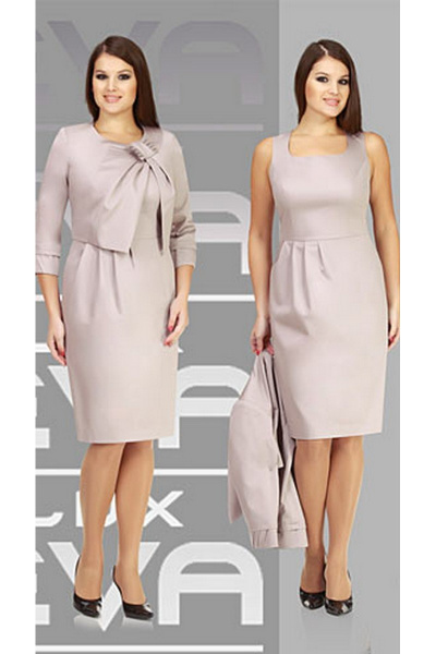 платье и жакет из хлопка в бежевом цвете Eva Lux 1375 - фото 1