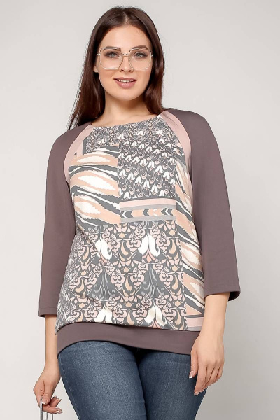 Джемпер La rouge 3200 серо-розовый-набивной - фото 1