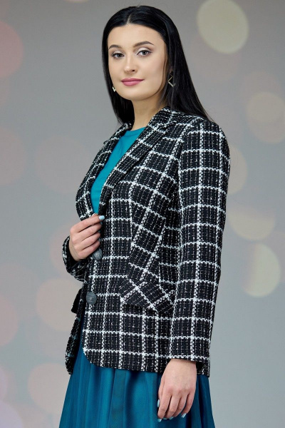 Твидовый жакет двубортный с лацканами и накладными карманами Angelina & Сompany 659 шанель_черно-белый - фото 5