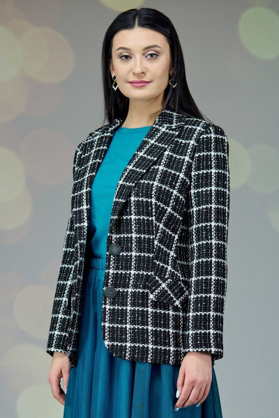 Твидовый жакет двубортный с лацканами и накладными карманами Angelina & Сompany 659 шанель_черно-белый - фото 3