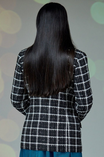 Твидовый жакет двубортный с лацканами и накладными карманами Angelina & Сompany 659 шанель_черно-белый - фото 2