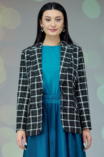 Твидовый жакет двубортный с лацканами и накладными карманами Angelina & Сompany 659 шанель_черно-белый - фото 1