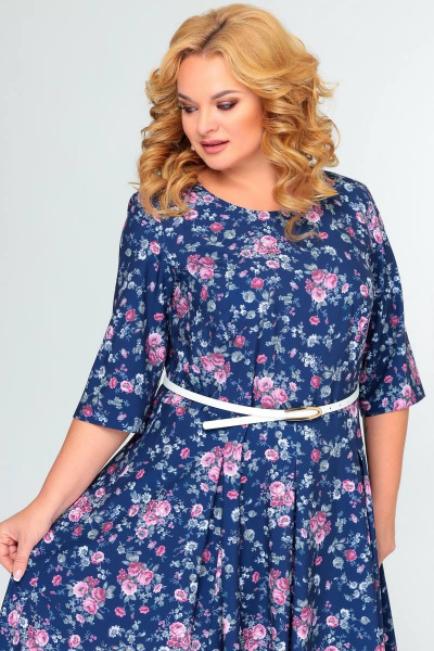 Платье Swallow 473 синий_в_цветы - фото 3