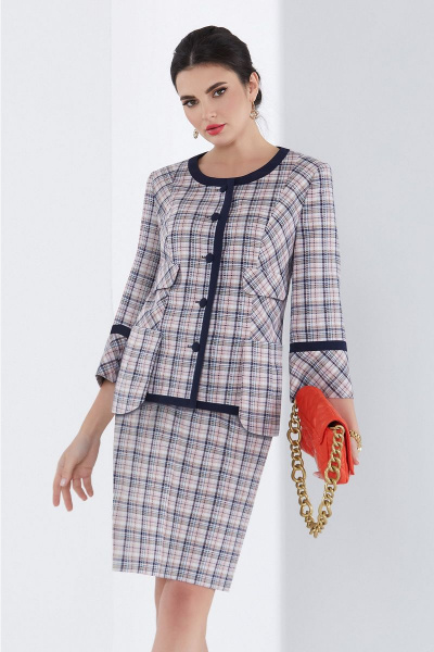 Деловой костюм юбочный с жакетом и юбкой из твида Lissana 4458 - фото 2
