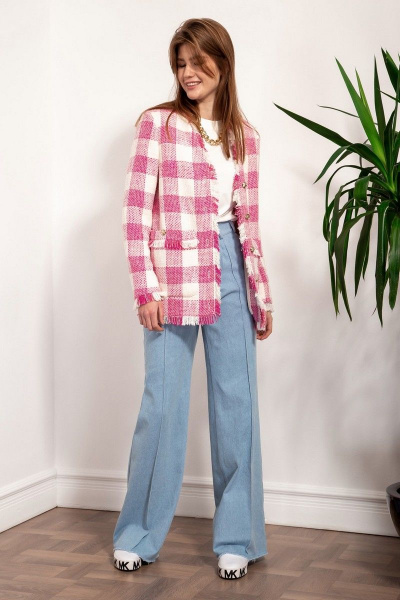 Жакет Nova Line 10324 клетка_розовый - фото 2